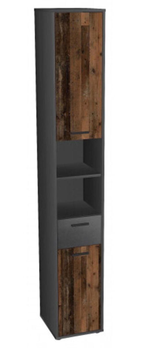 Armoire de salle de bain coloris Matera / old style foncé - 32 x 189,5 x 33 cm -PEGANE-