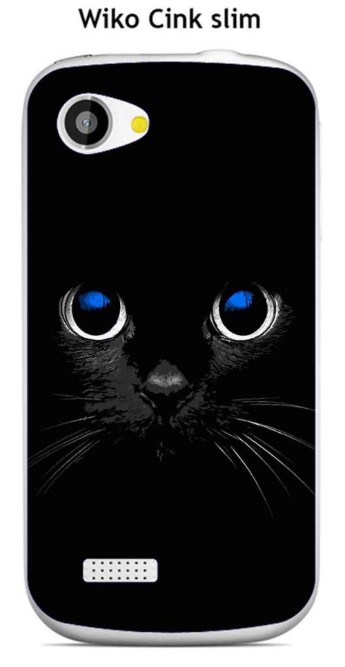 Coque Wiko Cink slim design Chat noir