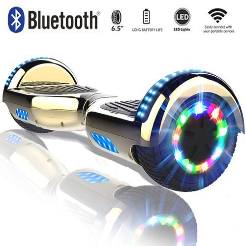 Hoverboard Gyropode Bluetooth 6.5 Pouces Balance Scooter Électrique Pas Cher Led avec Haute de Gamme 700W pour enfants et adultes-couleur or