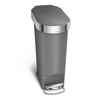 simplehuman Poubelle Etroite à Pédale en Plastique Gris 40L - 1