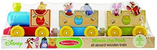 Melissa Doug Disney Baby Winnie the Pooh All Aboard Wooden Train With 3 Train Cars and 5 Characters