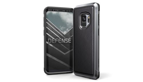 X-Doria Defense Lux - Coque de protection pour téléphone portable - métal, polycarbonate, polyuréthanne thermoplastique (TPU) - Cuir noir - pour Samsung Galaxy S9