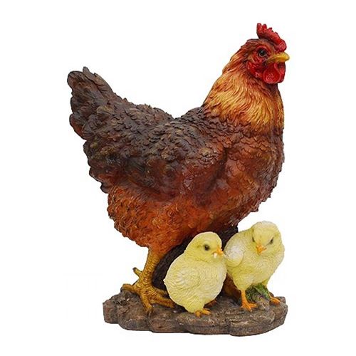 Vivid Arts - Poule avec ses poussins en résine 35 cm