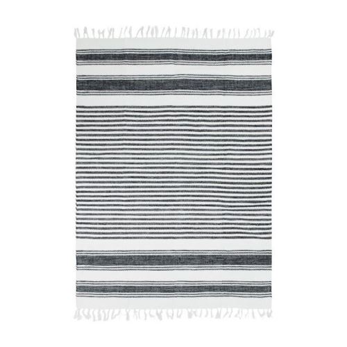 tapis terra cotton 160 x 230 cm - noir, gris, blanc lignes