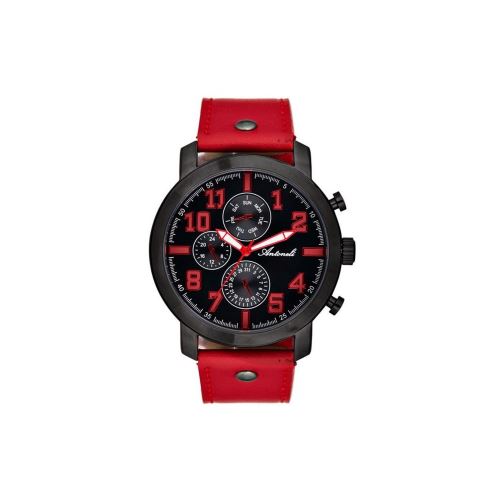 Montre Homme Antoneli Cadran 49mm En Leather Noir Et Bracelet Rouge En Acier AG9298-04