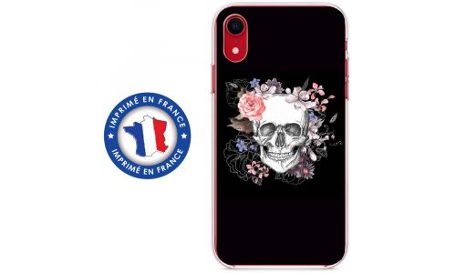 Coque souple pour Apple iPhone XR avec impression Motifs skull fleuri