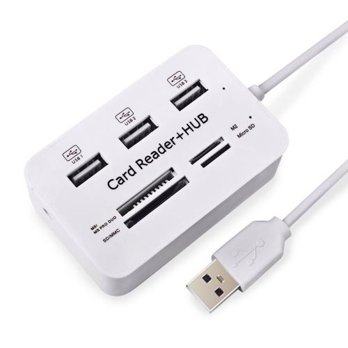 USB Hub +Lecteur de carte mémoire externe 3 ports USB Combo pour PC portable