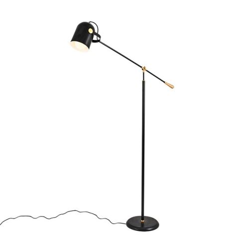 HOMEMANIA Lampadaire Ronya - pour Salon, Séjour, Sol - Noir en Métal, 30 x 124 x 180 cm, 1xMax 40W, E27