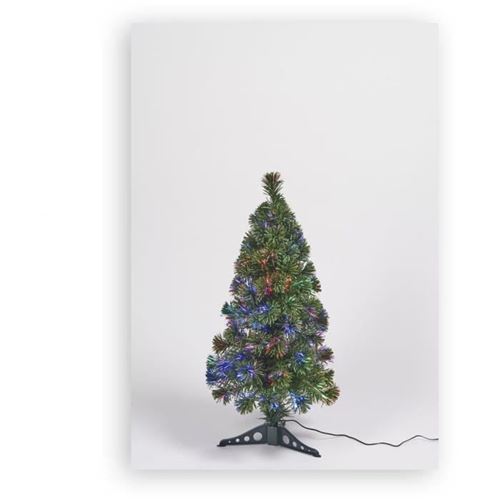 Sapin vert de Noël en PVC - H 80 cm - Fibre optique multicolore - 24 V lumiere animée
