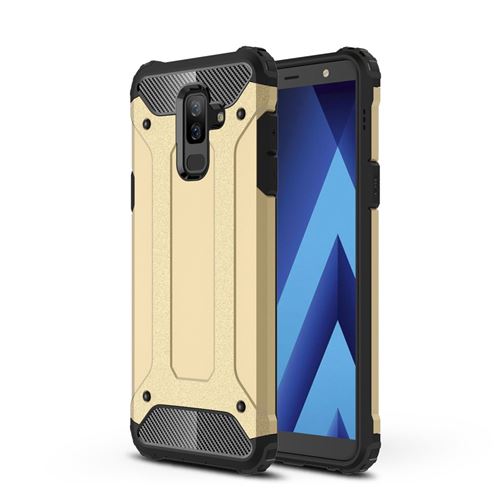 Coque en TPU hybride de garde d'armure or pour votre Samsung Galaxy A6 Plus (2018)