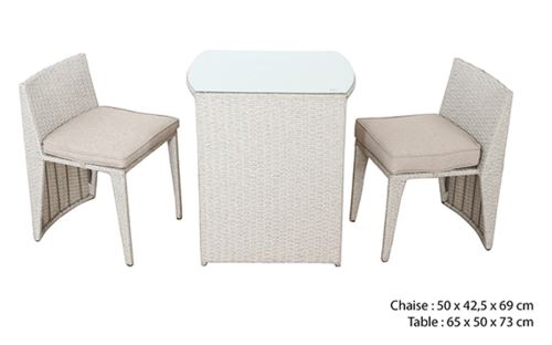 Set de balcon avec 3 pièces coloris beige / noir -PEGANE-