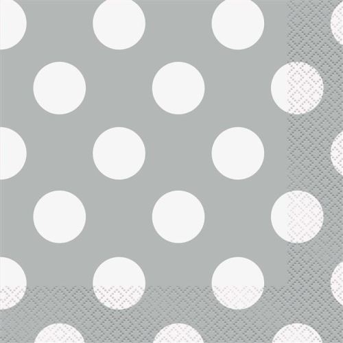 Haza Original serviettes de table pointillées 33 x 33 cm argent/blanc 16 pièces