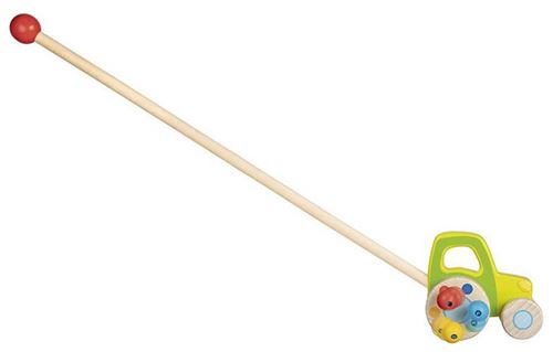Goki stokroller Tracteurs 10 cm bois naturel/vert/jaune