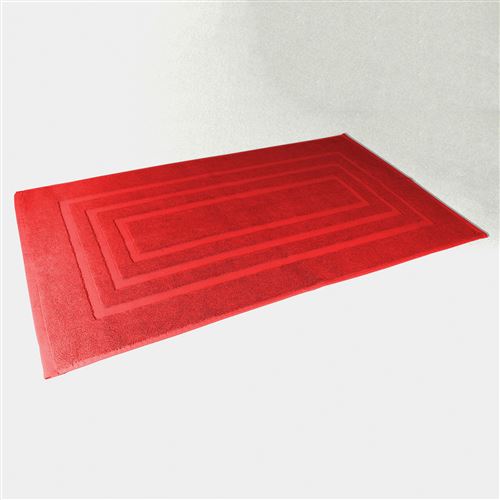 Tapis de bain 50 x 85 cm eponge unie vitamine Rouge