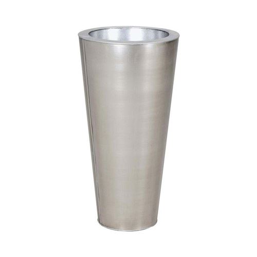 Aubry Gaspard - Grand vase rond et haut en zinc Titanium
