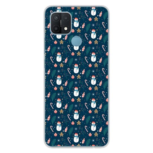 Coque en silicone imprimée compatible Oppo A15 NO Bonhomme de neige
