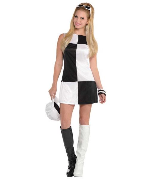 Amscan robe dame polyester noir/blanc