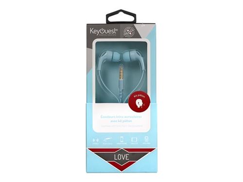 KeyOuest LOVE - Écouteurs avec micro - intra-auriculaire - filaire - jack 3,5mm - bleu