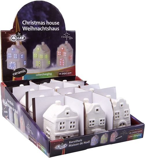 Christmas Gift 49023 maison de Noël 1 LED B/O 2xAG13, Blanc