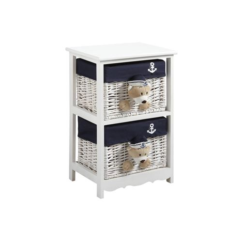 Aubry Gaspard - Commode 2 tiroirs en bois et osier Ourson