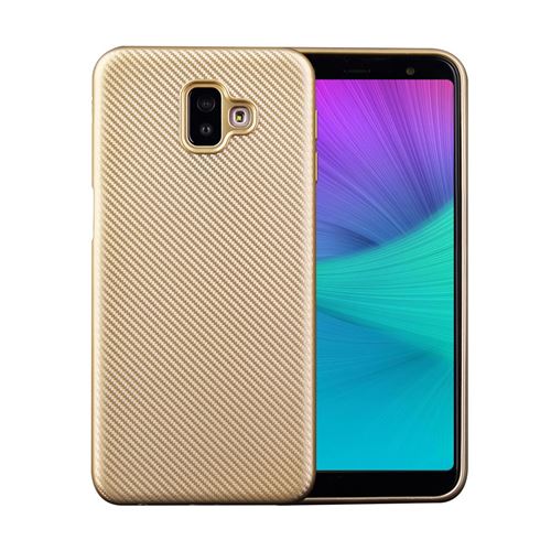 Coque en TPU fibre de carbone douce or pour votre Samsung Galaxy J6 Plus