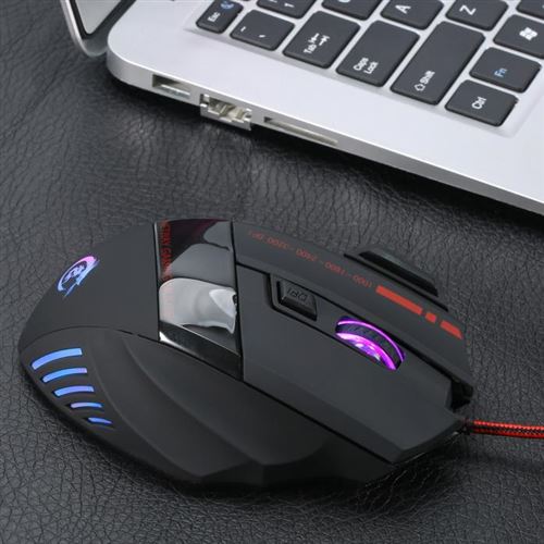 Souris filaire Jeu optique PRO USB PRO de 5500 DPI 7D LED pour le jeu d'ordinateur portable PC - Noir