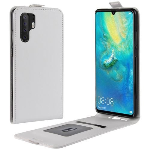 Etui en PU retournement vertical blanc pour votre Huawei P30 Pro