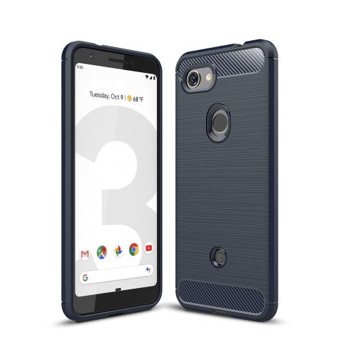 Coque en TPU fibre de carbone bleu foncé pour votre Google Pixel 3 Lite