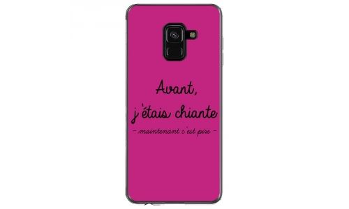 Coque souple pour Samsung Galaxy A8-Plus 2018 avec impression Motifs Avant, j'étais chiante fushia