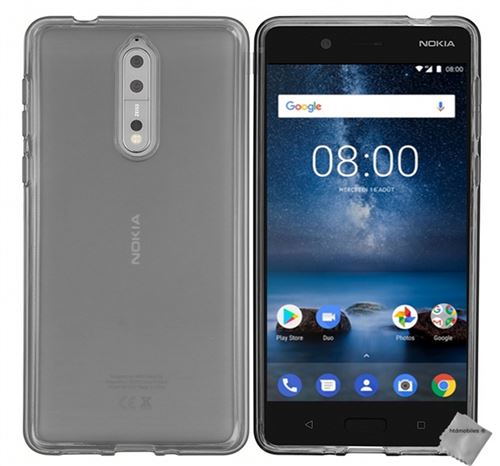 Housse etui coque pochette silicone gel fine pour Nokia 8 avec verre trempe - GRIS