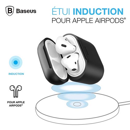 Étui de Protection à Induction pour AirPods Baseus WIAPPOD-01 Dock de Protection en Silicone Supportant la Recharge Sans Fil pour AirPods - Noir