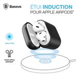 Étui de Protection à Induction pour AirPods Baseus WIAPPOD-01 Dock de Protection en Silicone Supportant la Recharge Sans Fil pour AirPods - Noir