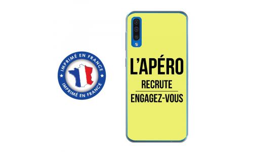 Coque souple pour Samsung Galaxy A50 avec impression Motifs l'apéro recrute jaune