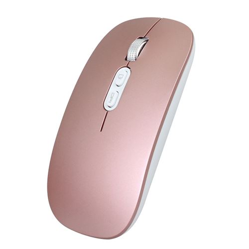 Souris sans fil Optique de clic muet silencieux en métal rechargeable 2,4GHZ - Rose et or