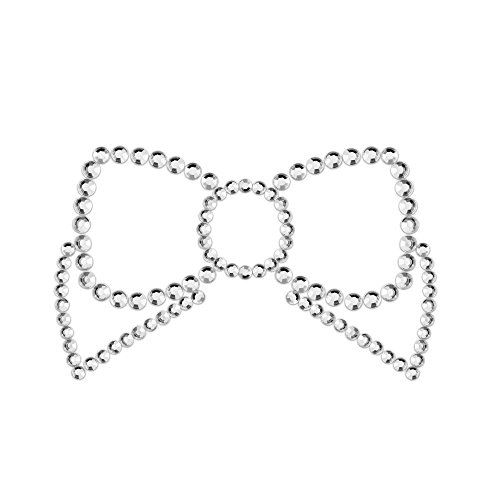 BIJOUX INDISCRETS Mimi Bow - Décoration Corporelle en Forme de Nœud, Bijou pour Poitrine en Silicone Auto-Adhésif, Argent