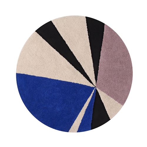 Tapis rond style scandinave design bleu royal geometric lorena canals