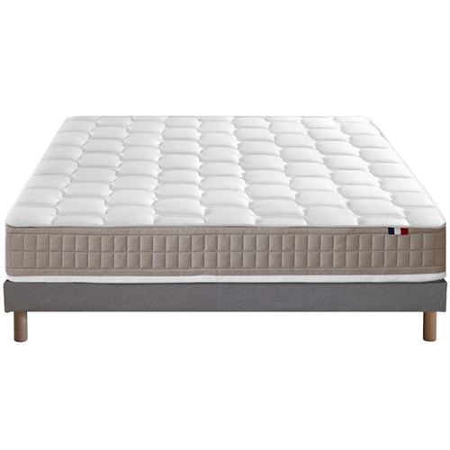 Ensemble matelas 100% latex5 zones sommier gris 140x190