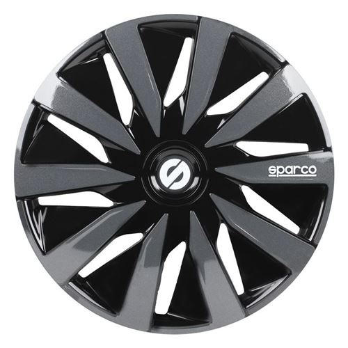 Sparco Enjoliveurs de roues Lazio 16 pouces ABS noir / gris lot de 4
