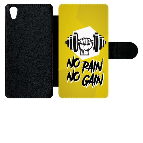 Etui À Rabat Sony Xperia Z5 No Pain No Gain Fond Jaune