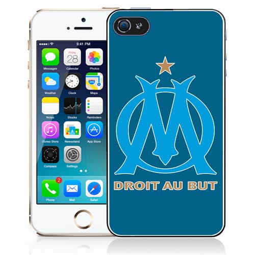 Coque pour iPhone 5/5S logo om marseille big fond bleu