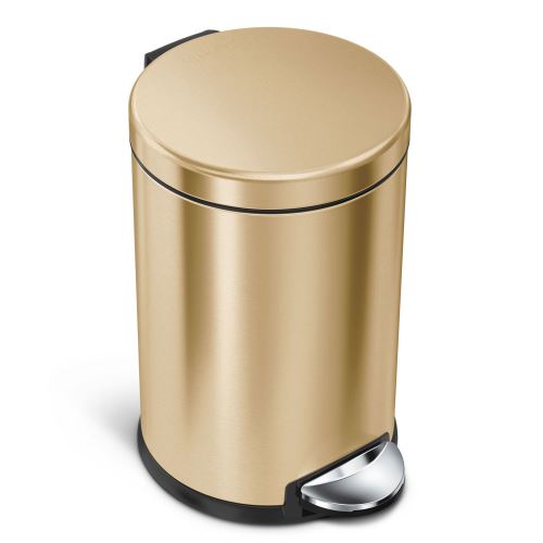 simplehuman Poubelle Ronde À Pédale en Acier Inoxydable Couleur Laiton 4.5L