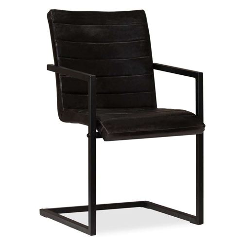 vidaXL Chaises de salle à manger 6 pcs Anthracite Cuir véritable
