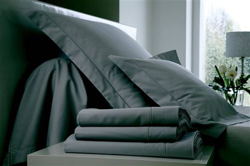 Taie d'oreiller Satin BLANC DES VOSGES - Ardoise - 65 x 65 cm