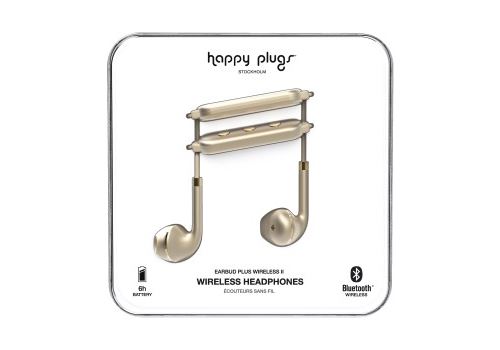 Happy Plugs Earbud Plus Wireless II - In-ear hoofdtelefoons met micro - oordopje - Bluetooth - draadloos - mat goud