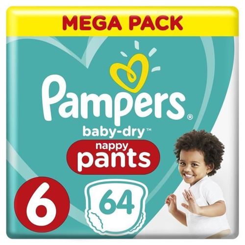 Pampers Baby-dry Pants Taille 6, 15+ Kg, 64 Couches-culottes - Mega Pack