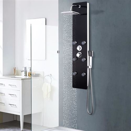 vidaXL Panneau de douche Verre 25 x 44,6 x 130 cm Noir