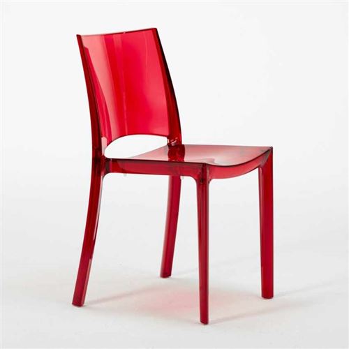 Grand Soleil - Chaise transparente salle à manger bar empilable B-Side Grand Soleil, Couleur: Rouge transparent