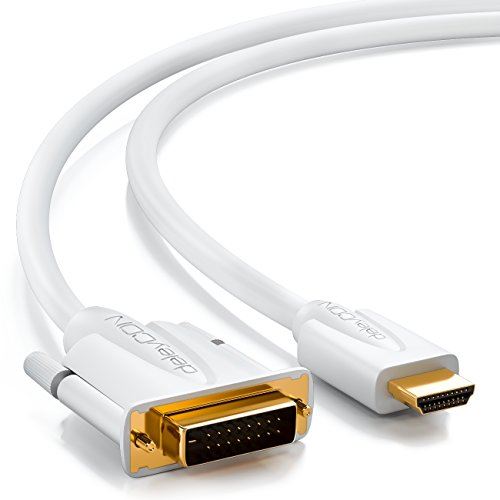 deleyCON Câble HDMI-DVI 3m HDMI vers DVI 24+1 - 1080p FULL HD HDTV 1920x1080 connecteurs plaqués or - TV / Projecteurs / PC - Bl