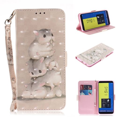 Etui en PU décoration spot lumineux de motif hamsters pour votre Samsung Galaxy J6 (2018)