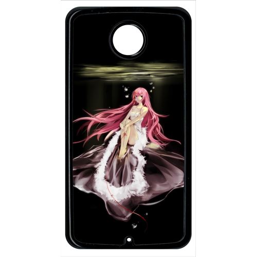 Coque Manga Fille Cheveux Rose Compatible Google Nexus 6 Transparent